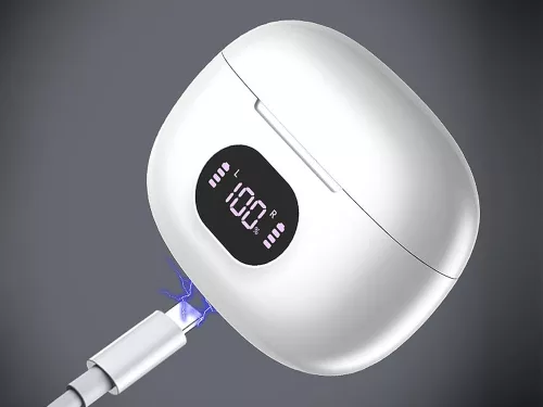Vezeték nélküli bluetooth fülhallgató tokkal - fehér