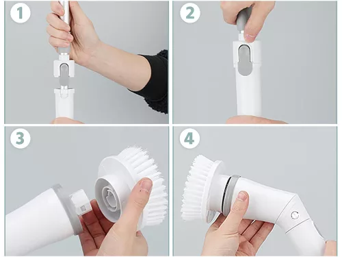 Elektromos teleszkópos forgó tisztítókefe 6 fejjel