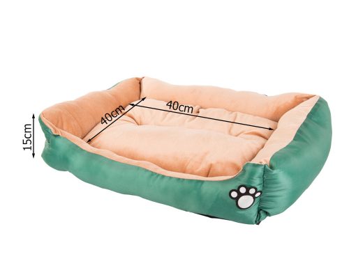 Plüss kutyafekhely, zöld - 40x40x15cm