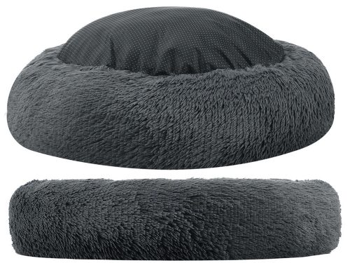 Kerek plüss kutyafekhely, sötétszürke - 100x15cm