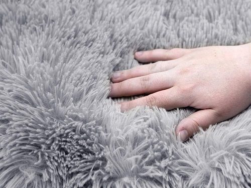 Kerek plüss kisállatfekhely, világosszürke - 80x15cm