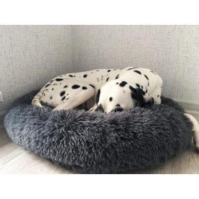 Kerek plüss kisállatfekhely, sötétszürke - 80x15cm