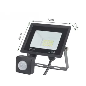   Kültéri LED lámpa mozgás és alkonyatérzékelővel, 20W - 220V