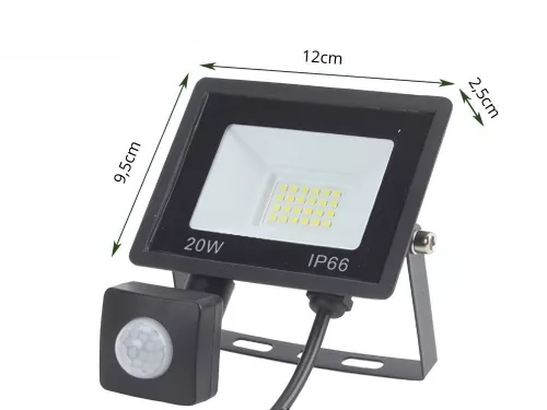 Kültéri LED lámpa mozgás és alkonyatérzékelővel, 20W - 220V