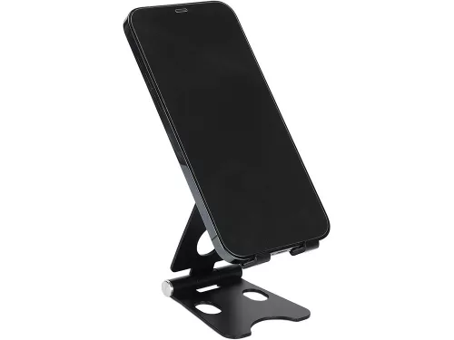 Fém összecsukható tablet és telefontartó - fekete