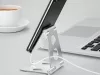 Fém összecsukható tablet és telefontartó - ezüst