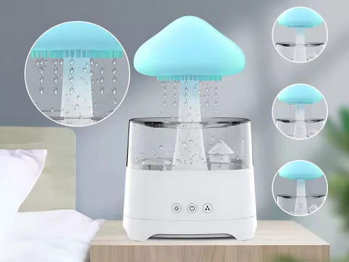 Gomba alakú párásító eső effekttel és RGB LED világítással - 450ml