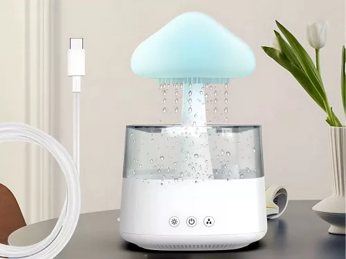 Gomba alakú párásító eső effekttel és RGB LED világítással - 450ml
