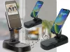 Asztali telefontartó beépített bluetooth hangszóróval és külső akkumulátorral - fekete