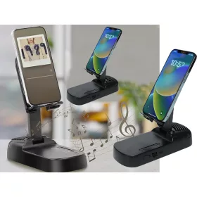   Asztali telefontartó beépített bluetooth hangszóróval és külső akkumulátorral - fekete