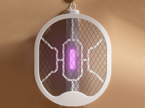 2 az 1-ben akkumulátoros légycsapó és UV rovarírtó lámpa - fehér