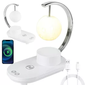   RGB LED éjszakai lámpa vezeték nélküli töltővel és bluetooth hangszóróval