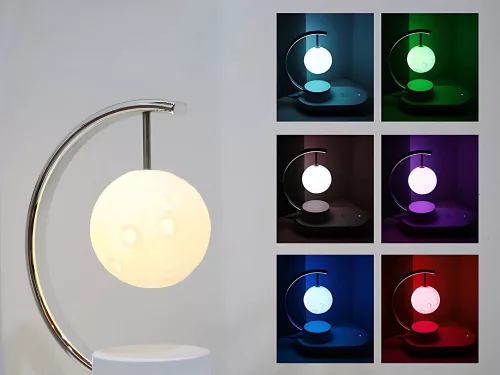 RGB LED éjszakai lámpa vezeték nélküli töltővel és bluetooth hangszóróval