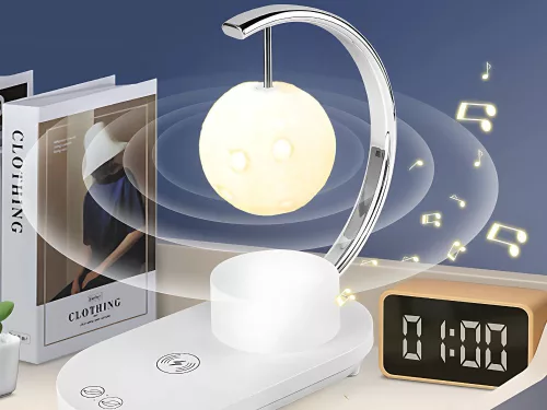 RGB LED éjszakai lámpa vezeték nélküli töltővel és bluetooth hangszóróval