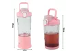 Akkumulátoros smoothie turmixgép levehető pohárral, rózsaszín - 600ml