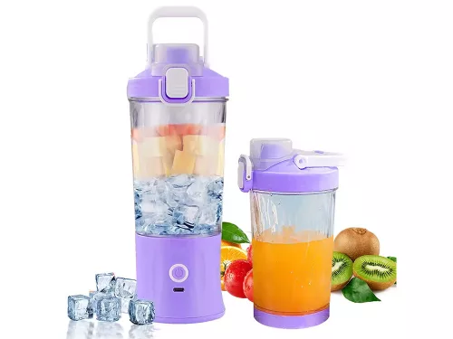 Akkumulátoros smoothie turmixgép levehető pohárral, lila - 600ml