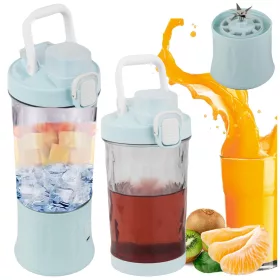   Akkumulátoros smoothie turmixgép levehető pohárral, kék - 600ml