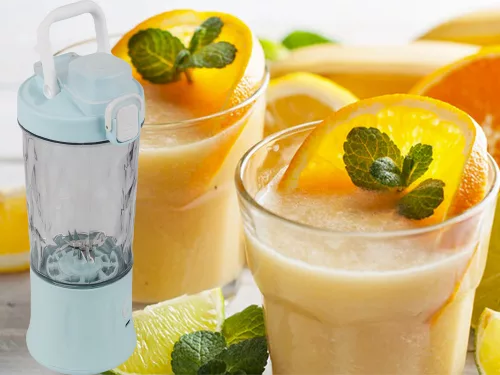 Akkumulátoros smoothie turmixgép levehető pohárral, kék - 600ml