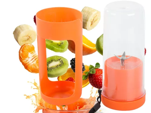 Akkumulátoros smoothie turmixgép levehető pohárral, narancssárga - 450ml