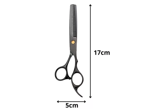 Profi fodrász ritkító olló, fekete - 17cm