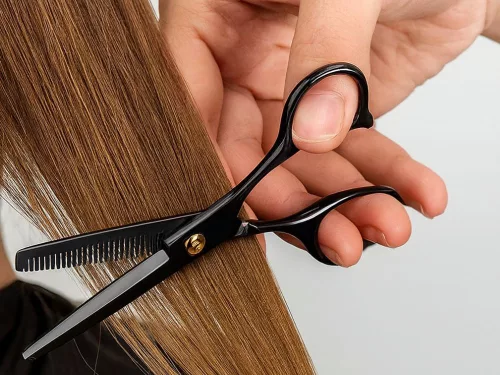 Profi fodrász ritkító olló, fekete - 17cm