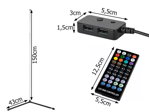 Álló RGB LED saroklámpa távirányítóval és alkalmazással