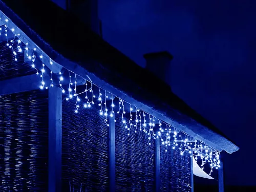 Karácsonyi jégcsap fényfüggöny 300 LED, 10m - hideg fehér