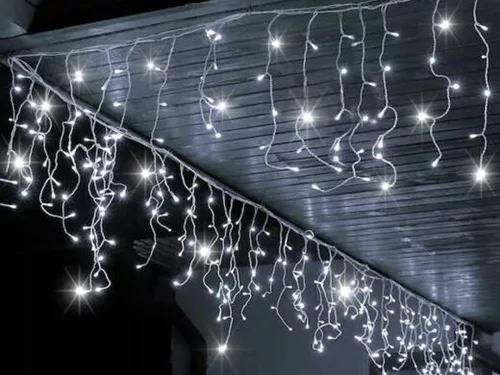Karácsonyi jégcsap fényfüggöny 300 LED, 10m - hideg fehér