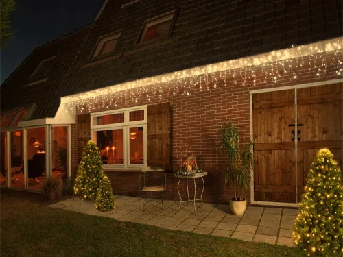 Karácsonyi jégcsap fényfüggöny 300 LED, 10m - hideg fehér