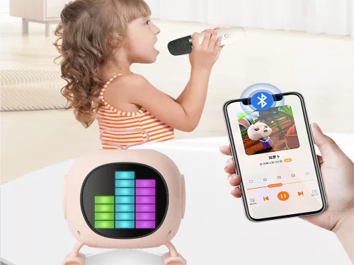 Hordozható akkumulátoros bluetooth karaoke készlet fényjátékkal