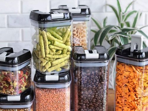 Légmentesen zárodó átlátszó műanyag konyhai tároló készlet - 7db