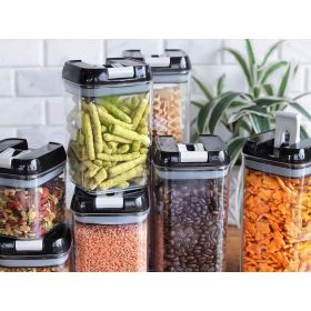   Légmentesen zárodó átlátszó műanyag konyhai tároló készlet - 5db