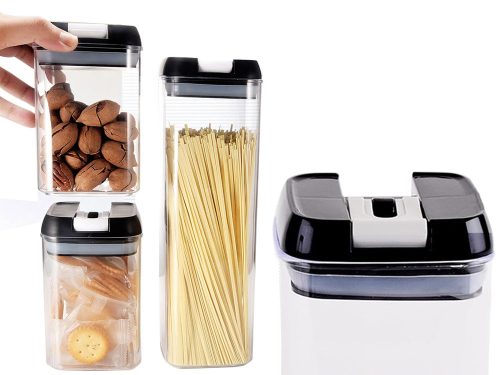 Légmentesen zárodó átlátszó műanyag konyhai tároló készlet - 5db