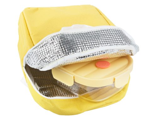 Üveg ételtárolók szilikon fedéllel és hűtőtáskával, 650ml/950ml - sárga