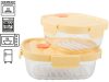Üveg ételtárolók szilikon fedéllel és hűtőtáskával, 650ml/950ml - sárga