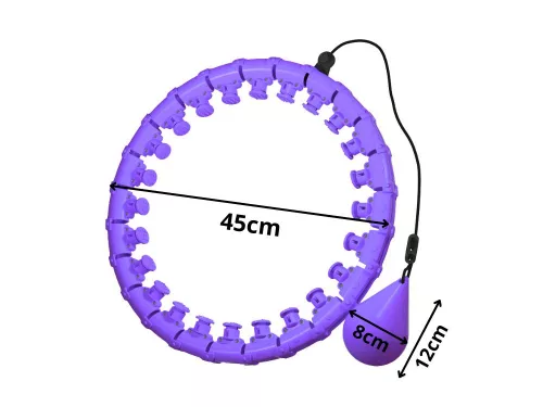 Masszírozó hulahoppkarika súllyal, 45cm - lila