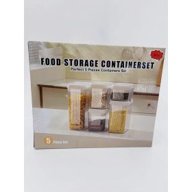  Légmentesen zárodó átlátszó műanyag konyhai tároló készlet - 5db