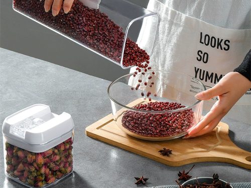 Légmentesen zárodó átlátszó műanyag konyhai tároló készlet - 5db