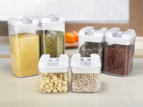 Légmentesen zárodó átlátszó műanyag konyhai tároló készlet - 5db