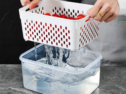 Légmentesen zárodó átlátszó műanyag konyhai tároló készlet kosarakkal - 4db