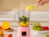 Hordozható akkumulátoros turmixgép, 600ml - rózsaszín