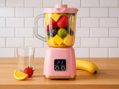 Hordozható akkumulátoros turmixgép, 600ml - rózsaszín