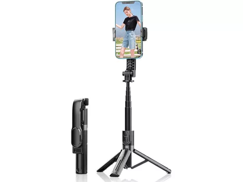 Állítható szelfibot kihajtható lábakkal és bluetooth távirányítóval - 32-90cm