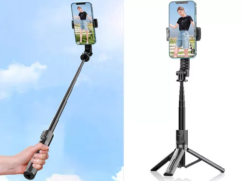 Állítható szelfibot kihajtható lábakkal és bluetooth távirányítóval - 32-90cm