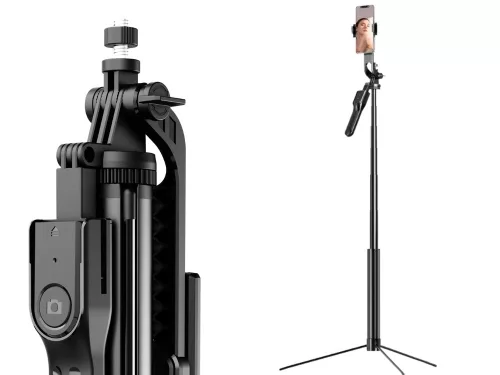 Állítható szelfibot kihajtható lábakkal és bluetooth távirányítóval - 46-178cm