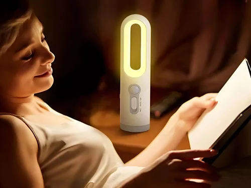 Mozgásérzékelős éjjeli LED lámpa beépített zseblámpával - 17x4,5cm