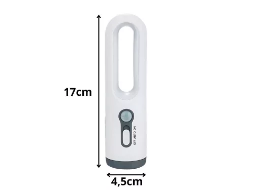Mozgásérzékelős éjjeli LED lámpa beépített zseblámpával - 17x4,5cm