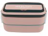 Két rekeszes uzsonnásdoboz evőeszközökkel, rózsaszín - 21,5x11,5x11cm