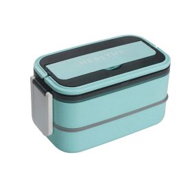   Két rekeszes uzsonnásdoboz evőeszközökkel, kék - 21,5x11,5x11cm