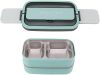 Két rekeszes uzsonnásdoboz evőeszközökkel, kék - 21,5x11,5x11cm